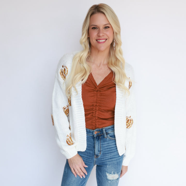 Dazzle me with Pumpkins Sweater Cardigan