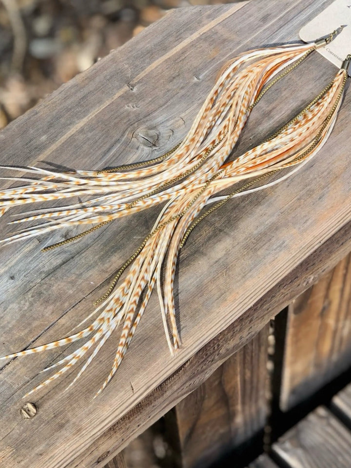 Luxuriously Long Handcrafted Boho Feather Earrings