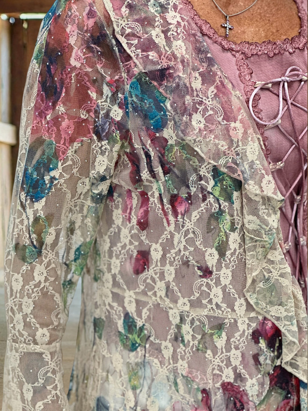 Emily Rose Rhinestone Lace Duster