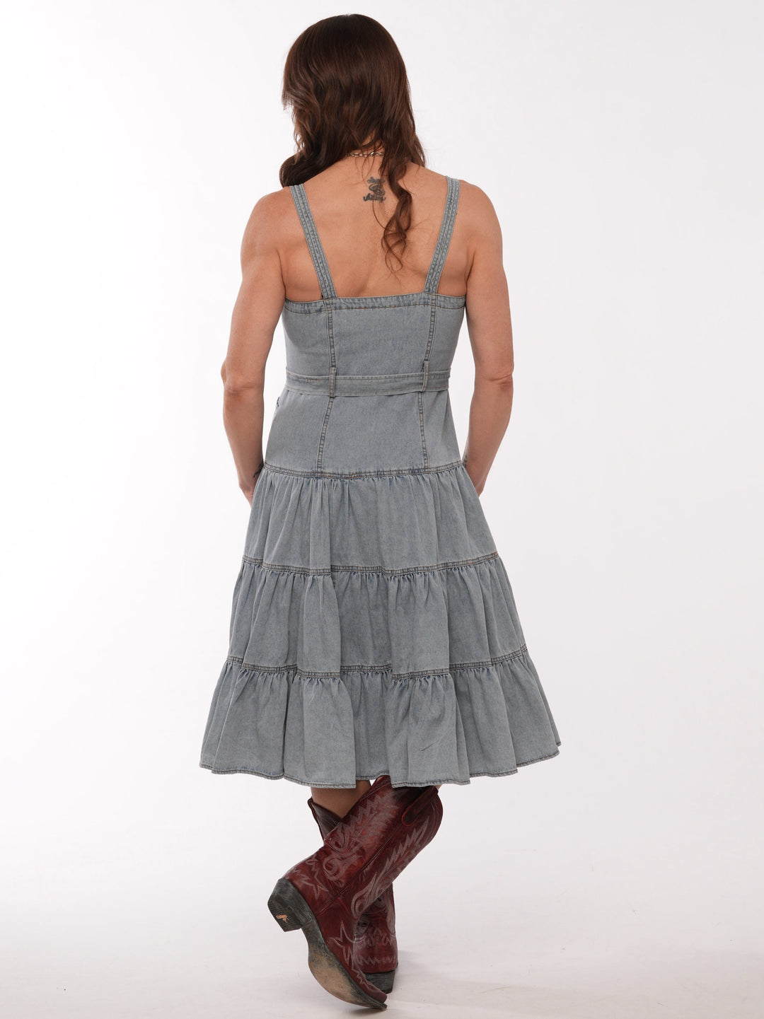 Riley Denim Tiered Midi Dress