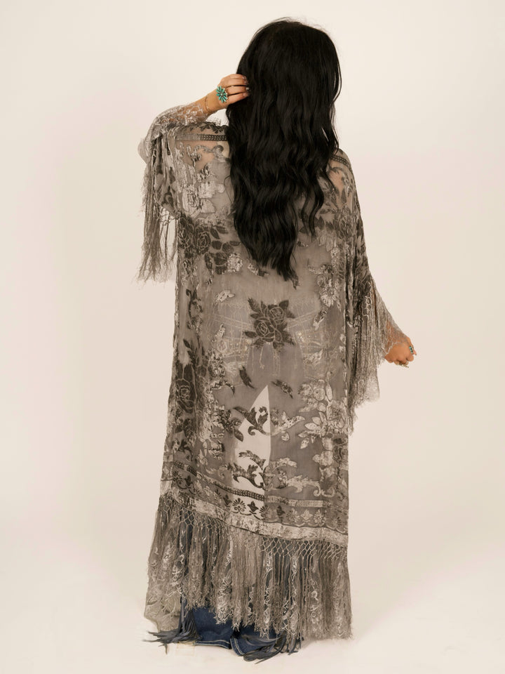 Stevie Nicks Burnout Velvet & Lace Duster