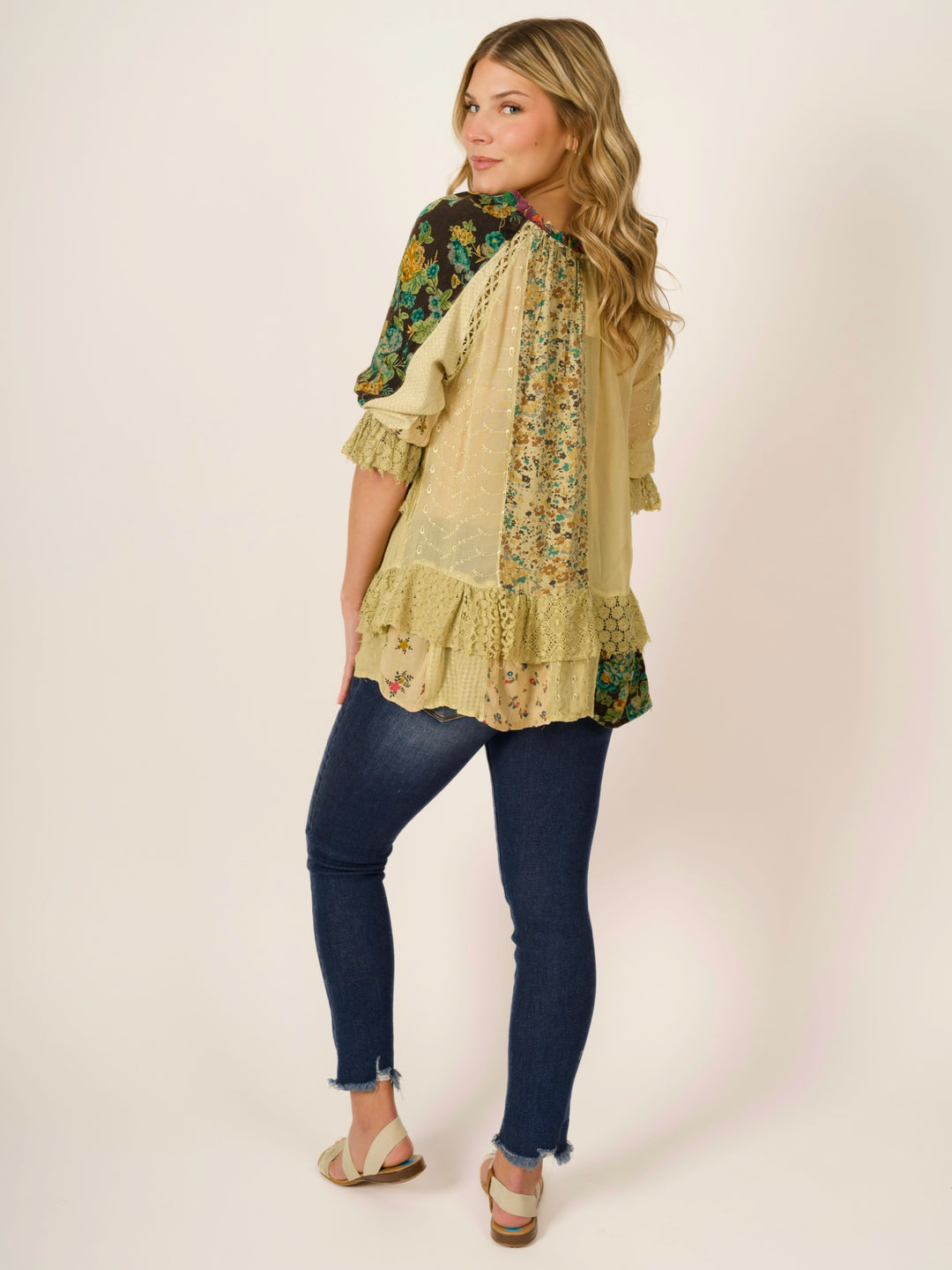 Vintage Patchwork Boho Peasant Tunic Top