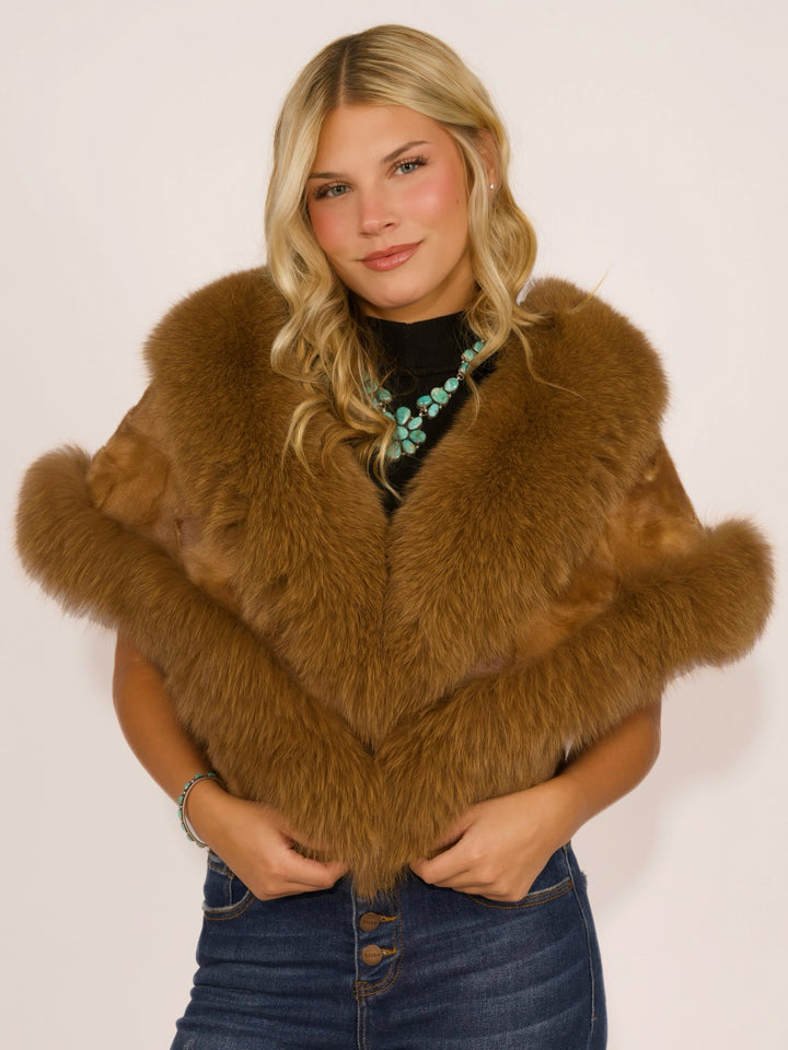 Premium Whiskey Mink & Fox Fur Cape