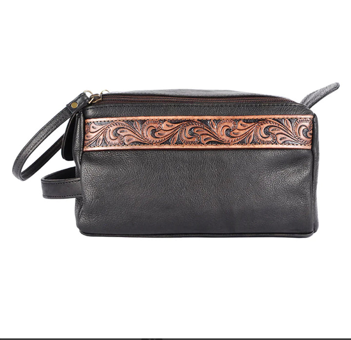 Tooled Leather Toiletry Bag