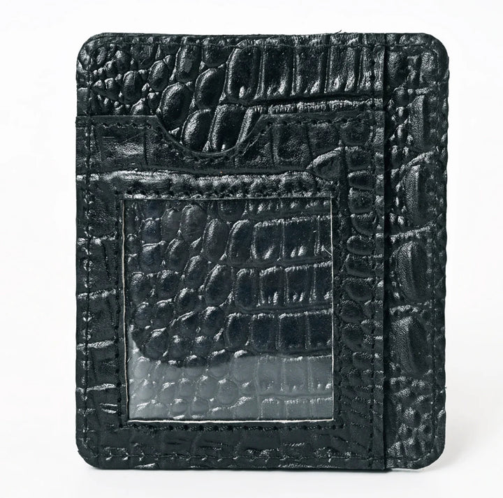 Crocodile Embossed Leather Card Holder