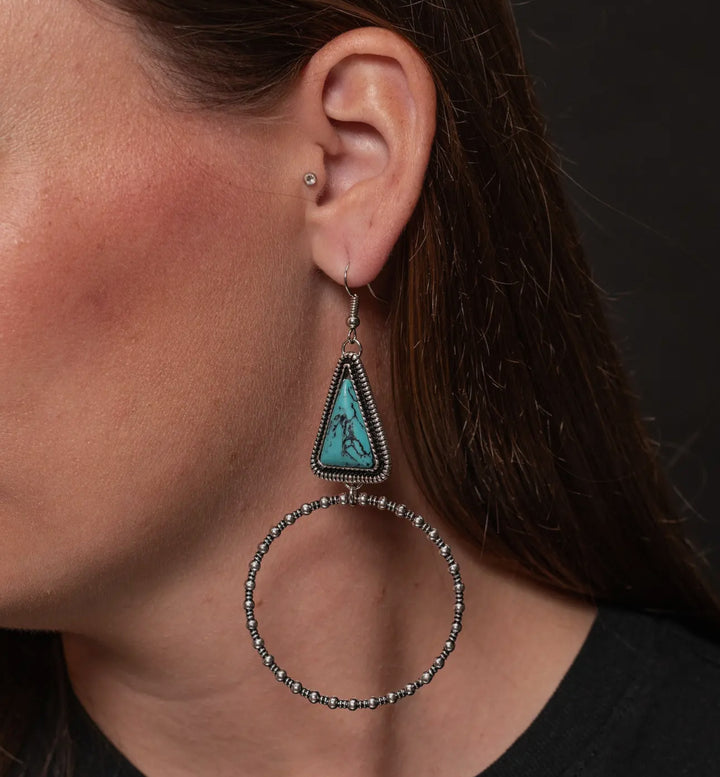 Reno Turquoise Dangle Hoop Earrings