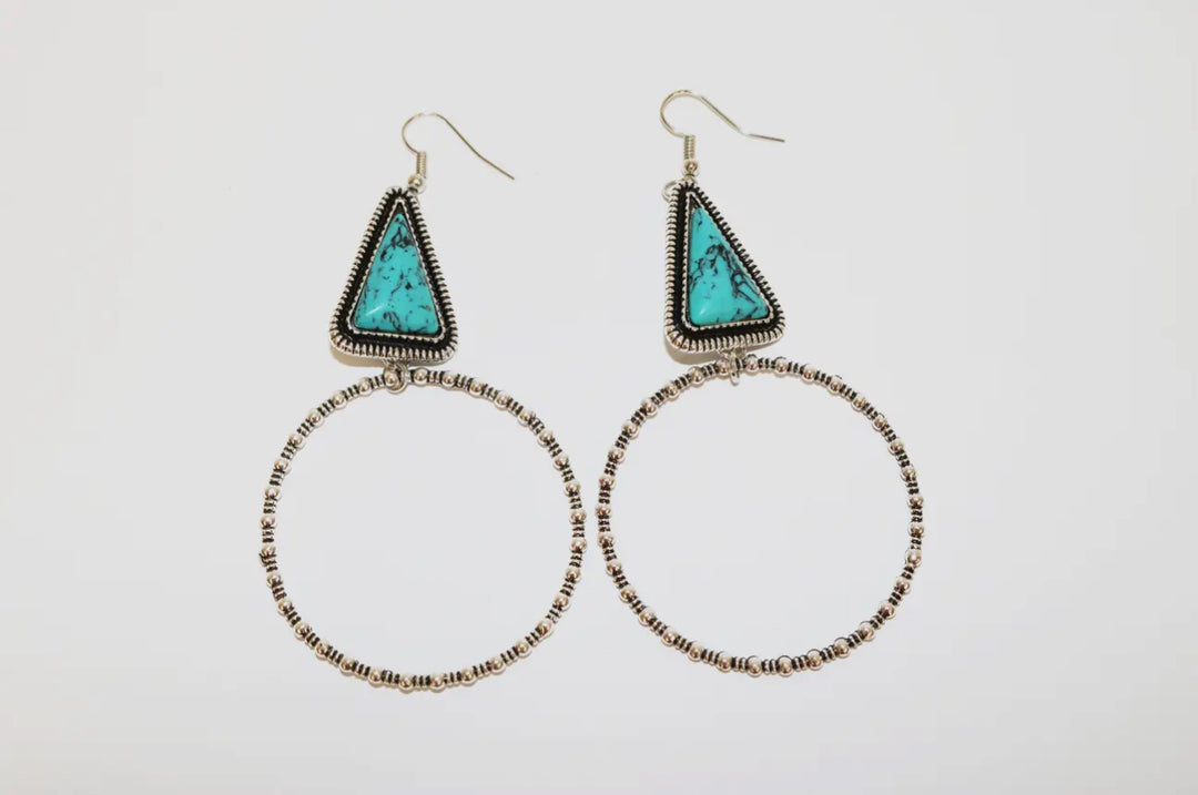 Reno Turquoise Dangle Hoop Earrings