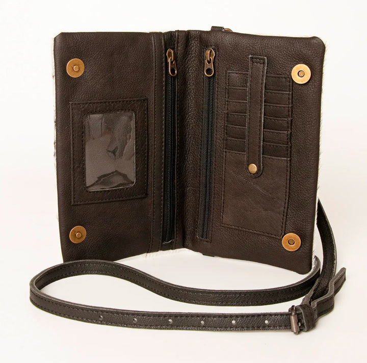 Silver Acid Wash Cowhide Crossbody