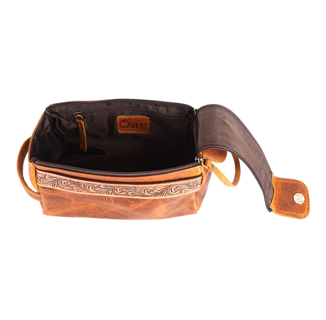 Tooled Leather Toiletry Bag