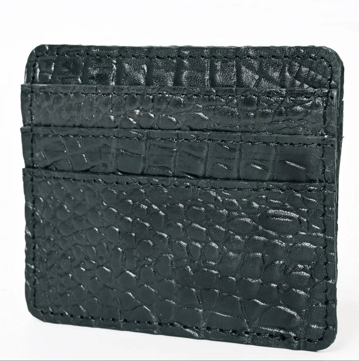 Crocodile Embossed Leather Card Holder