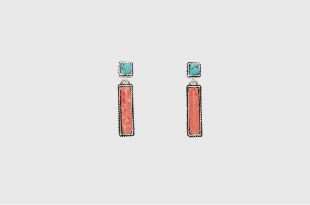 Coral Bar Turquoise Earrings