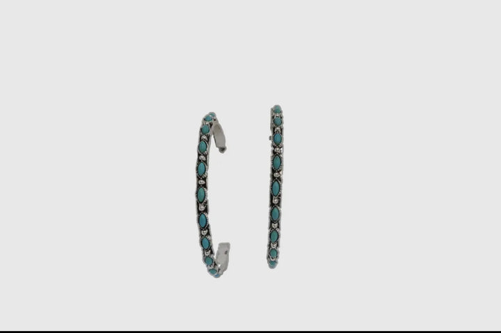 Turquoise Stone Hoop Earrings