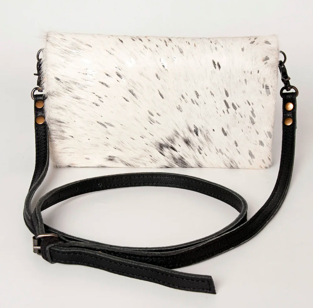 Silver Acid Wash Cowhide Crossbody