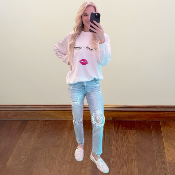 Risen Glitter Glam Sequin Patch Jeans