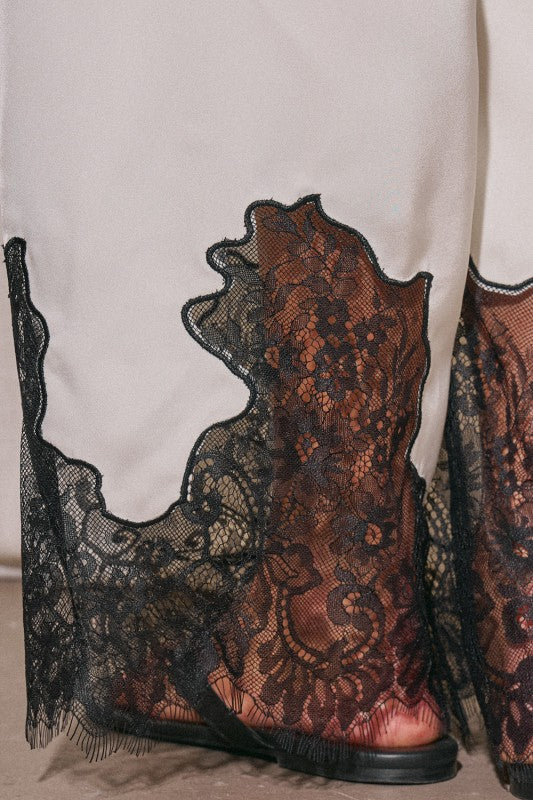 Sophia Lace Hem Wide-Leg Pants