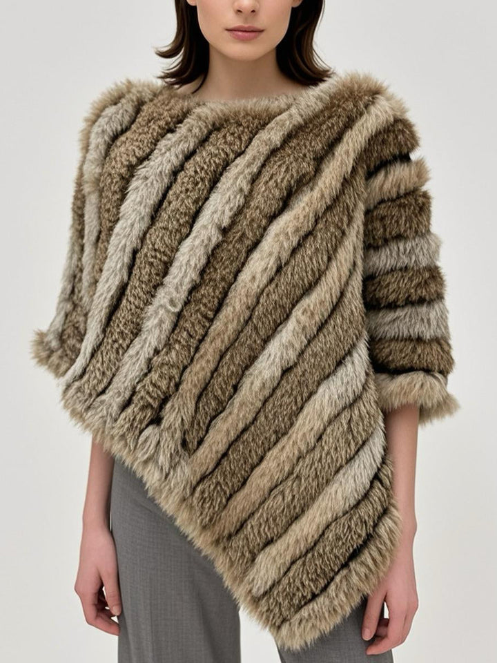 Natural Knitted Rabbit Fur Poncho