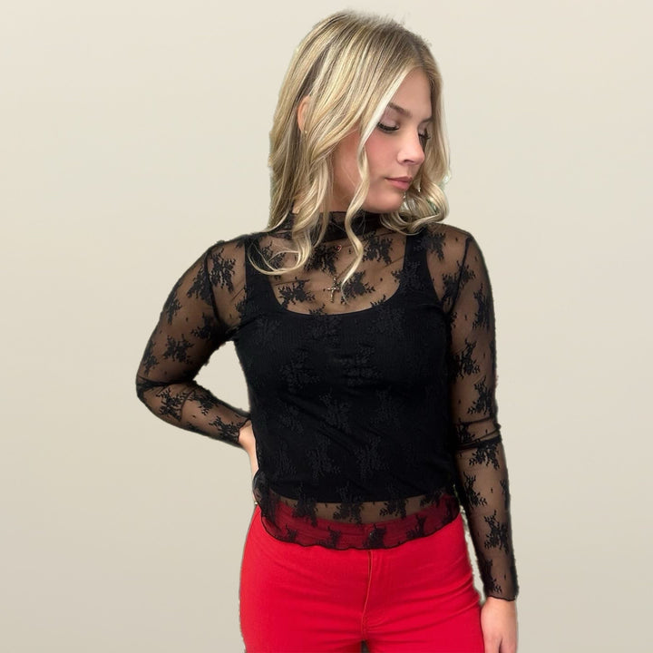 Lace See-Through Layering Top