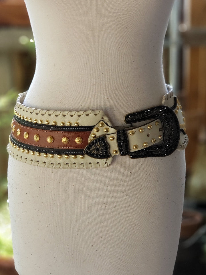 Kurtmen Golden Star Bone Leather Western Belt