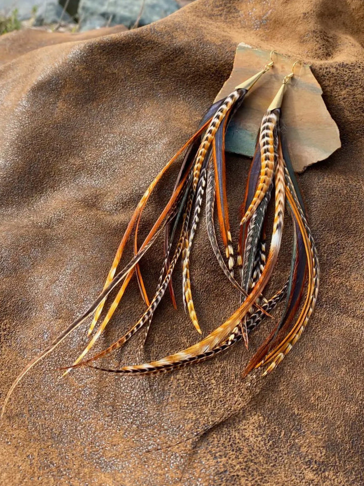 Dramatic Coque Long Feather Dangle Earrings
