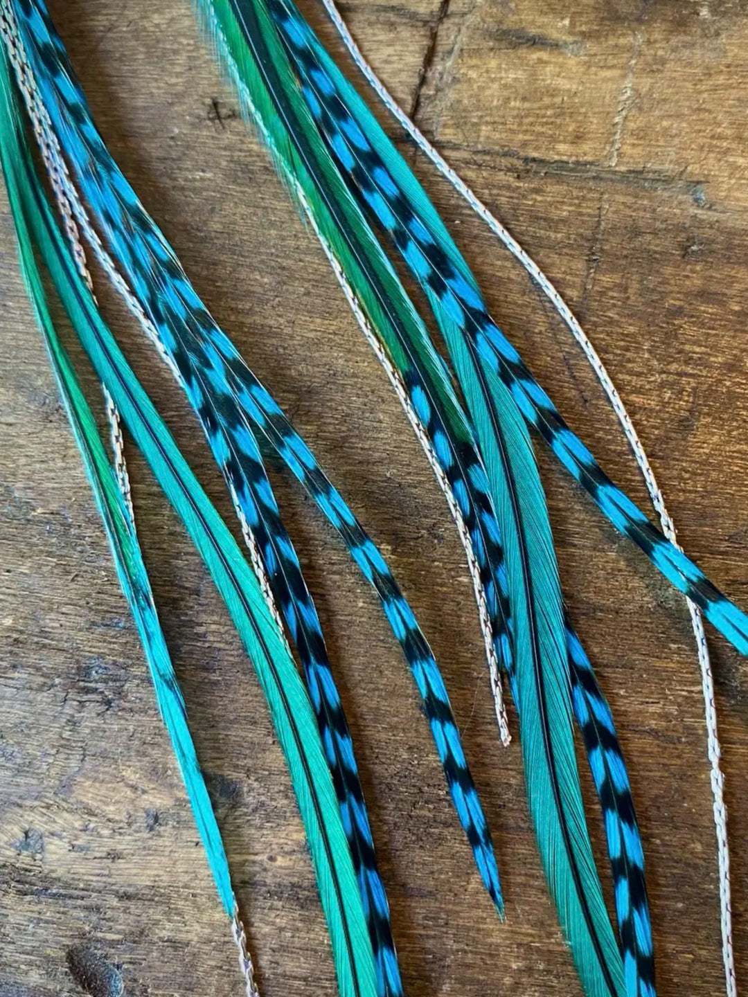 Mini Feather Green & Turquoise Dangle Earrings
