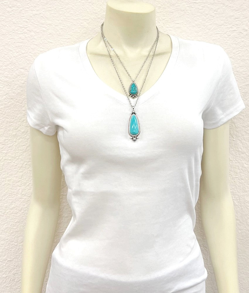 Turquoise Duet Double Layer Necklace