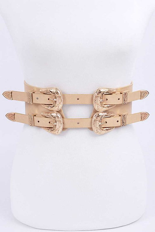 Nude Double Buckle Waist Belt