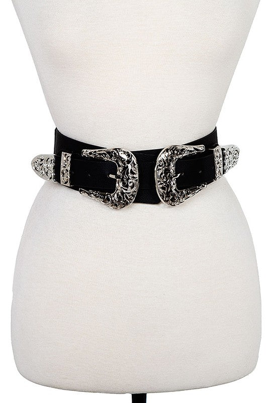 Silver Double Side Buckle Belt