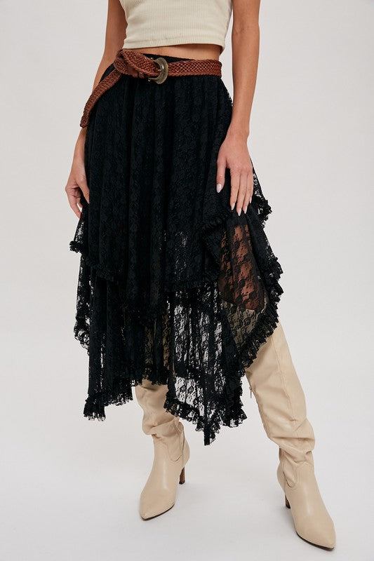 Keep it Country Lace Tiered Midi Skirt