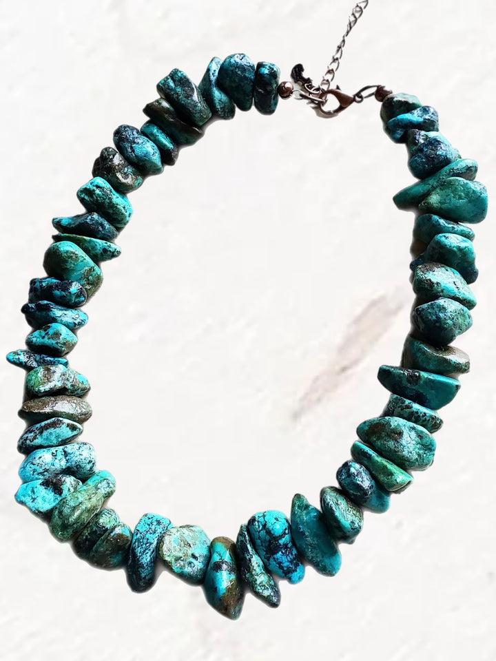 Chunky Genuine Natural Turquoise Beaded Collar Necklace