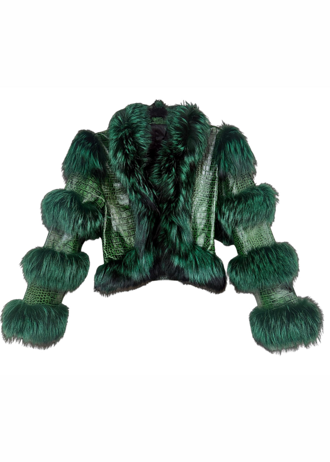 Emerald Green LEATHER & FOX FUR Rockstar JACKET