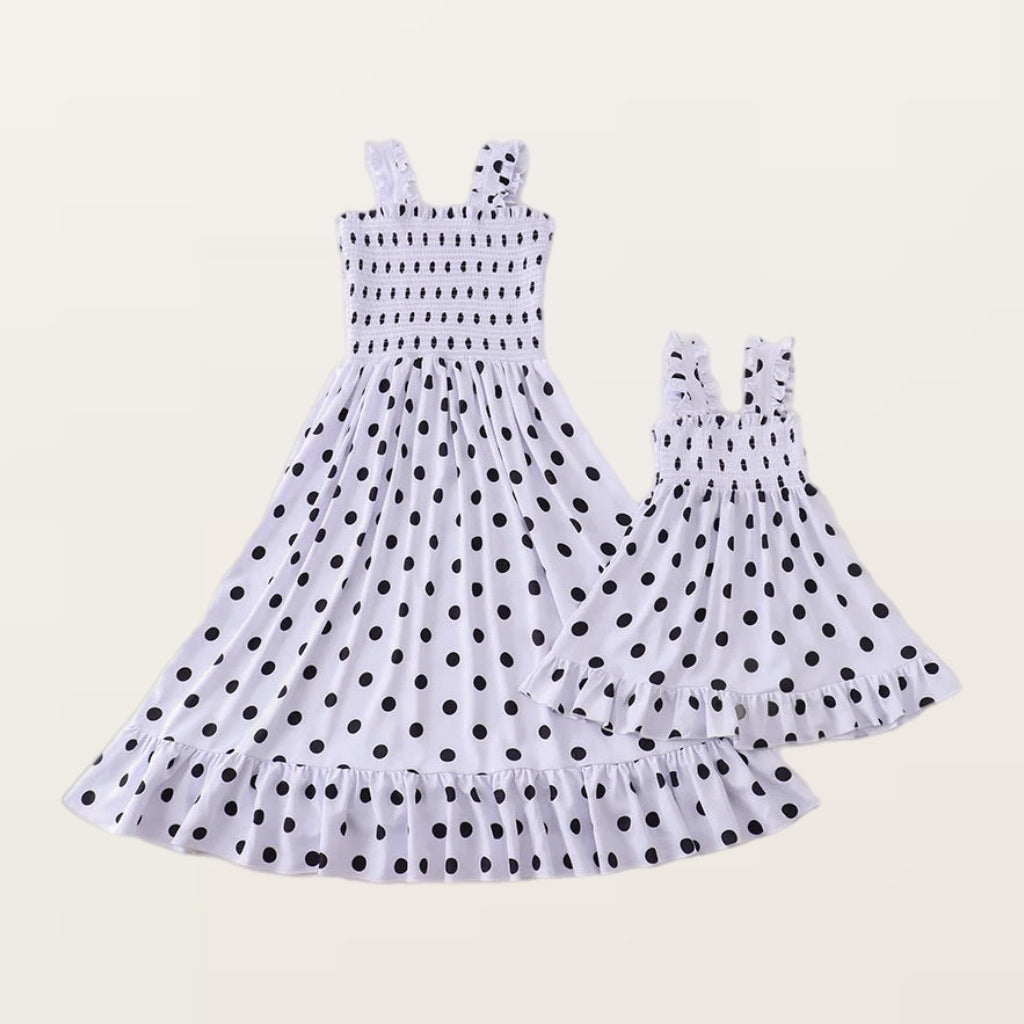 Womens White dot smocked dress - Salt and Grace Boutique