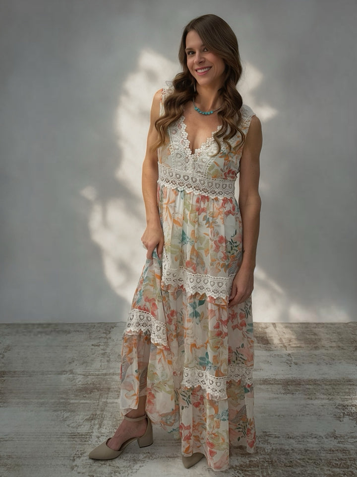 Floral Fantasy Lace Maxi Dress