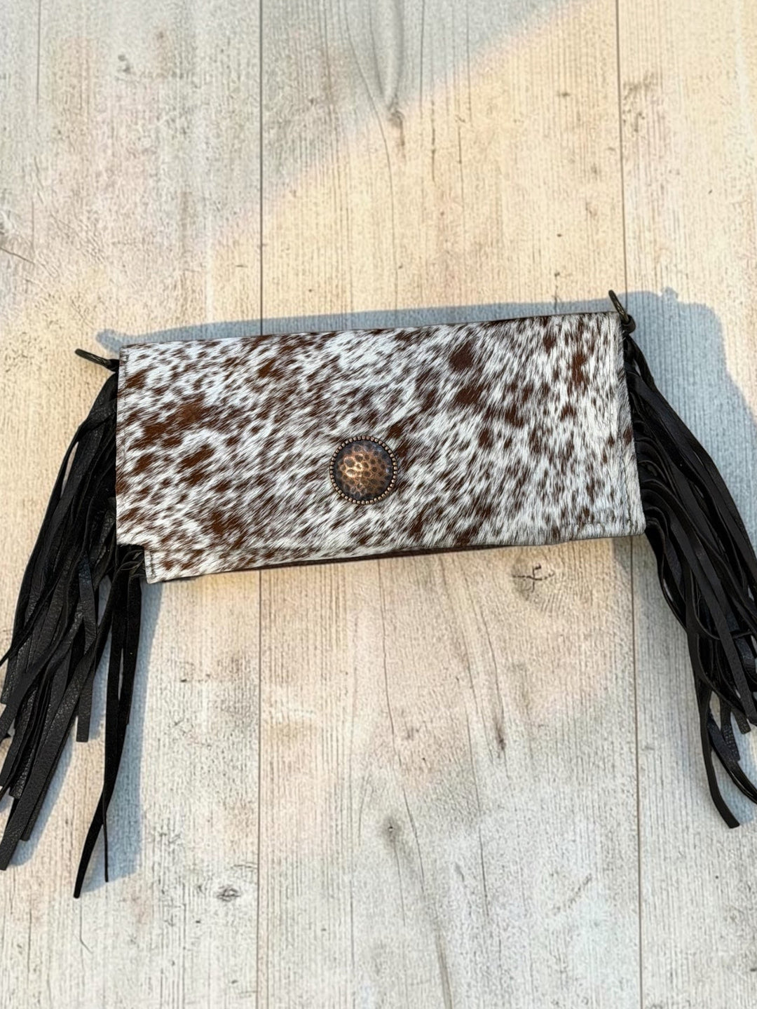 Copper Concho Genuine Cowhide Crossbody / Clutch Bag