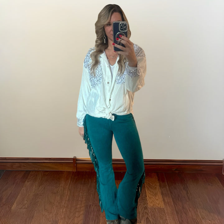 Sparkle me Velvet Button Down - Salt and Grace Boutique