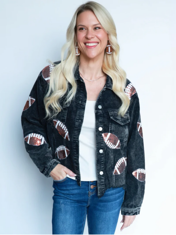 Corduroy Sequin Football Jacket