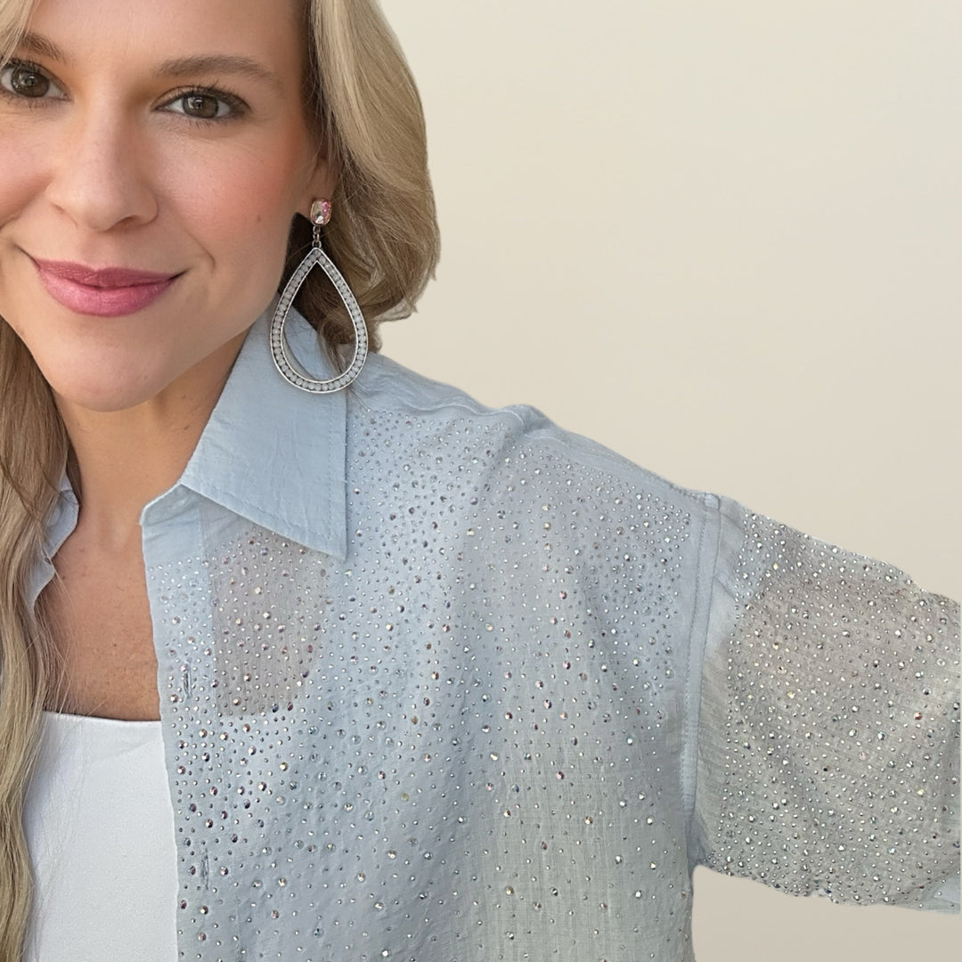 Blue Diamond Button Down - Salt and Grace Boutique