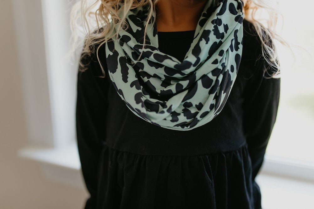 Black & Teal Leopard Scarf Set - Salt and Grace Boutique