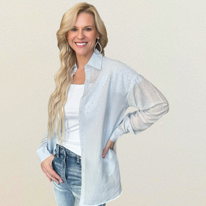 Blue Diamond Button Down - Salt and Grace Boutique