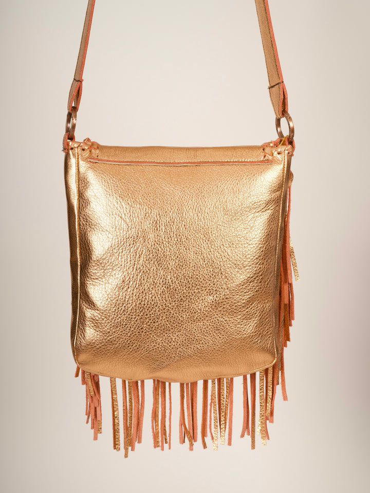 Kurtmen Turquoise Nugget Longhorn Peach Metallic Crossbody