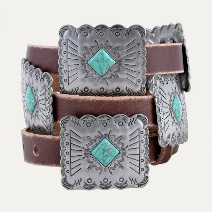 Cowgirl Chrome Concho Leather Belt