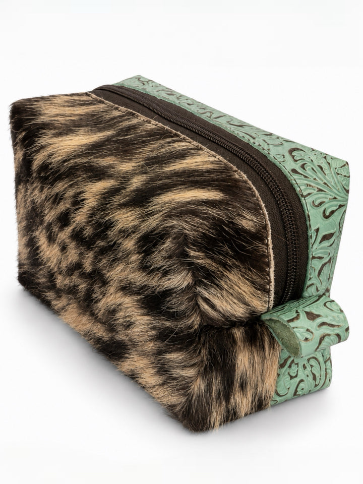 Tooled Leather & Cowhide Toiletry Bag
