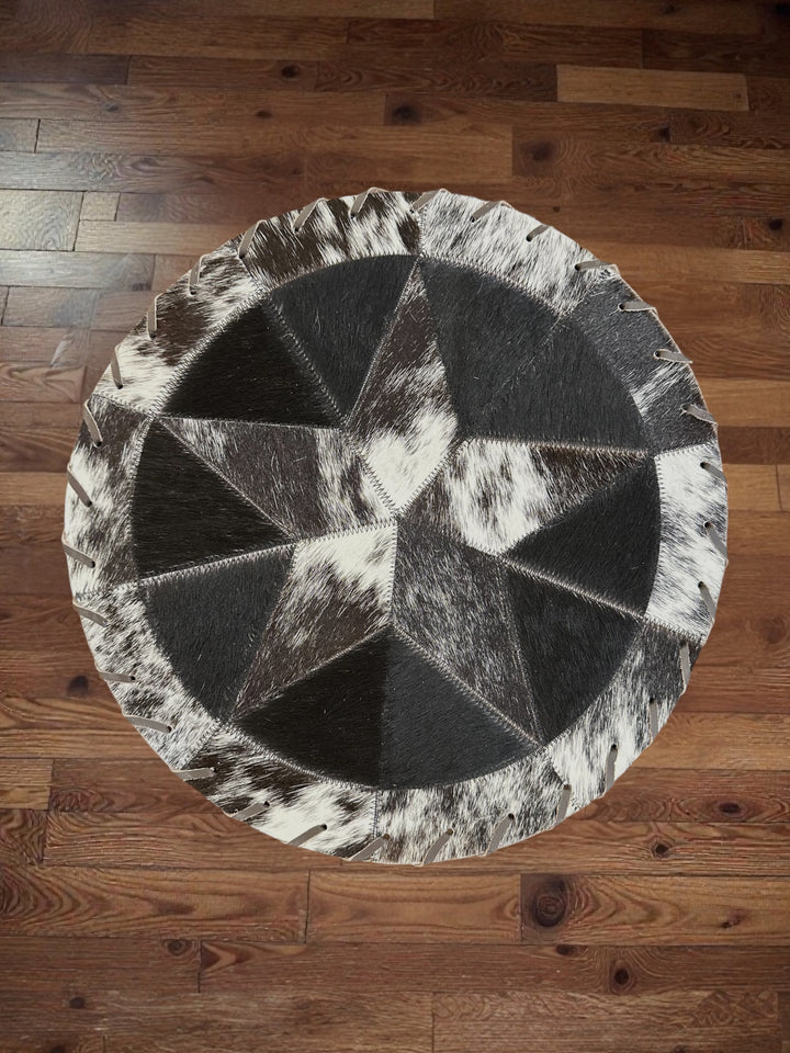 16” Round Cowhide Placemats with Star Pattern