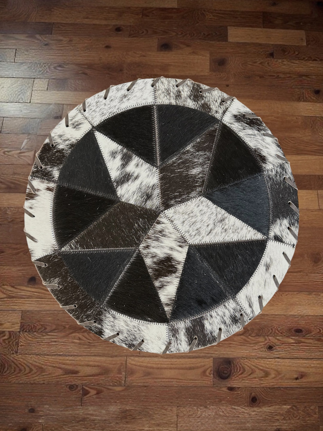 16” Round Cowhide Placemats with Star Pattern