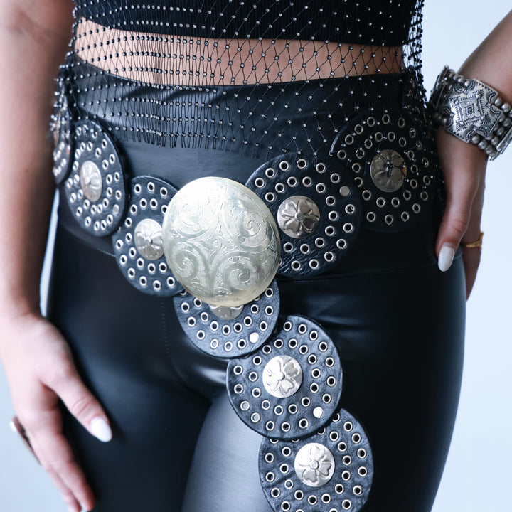 Black Beauty Leather Disc Belt