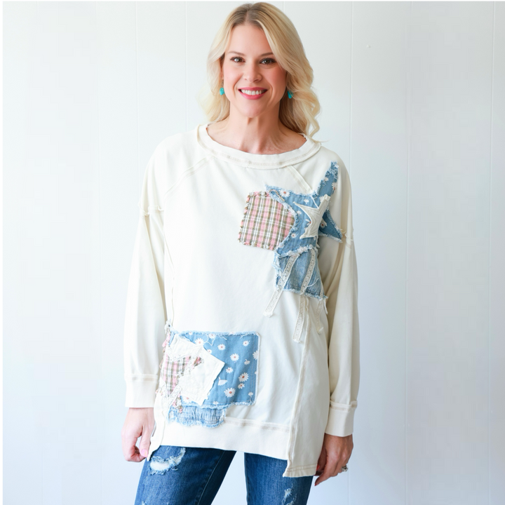 Sophia's Boho Patchwork Sweater