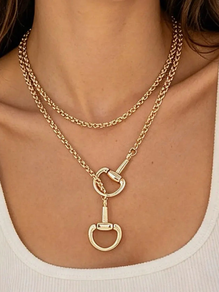 Polished Horse Bit Loop Box Chain Necklace