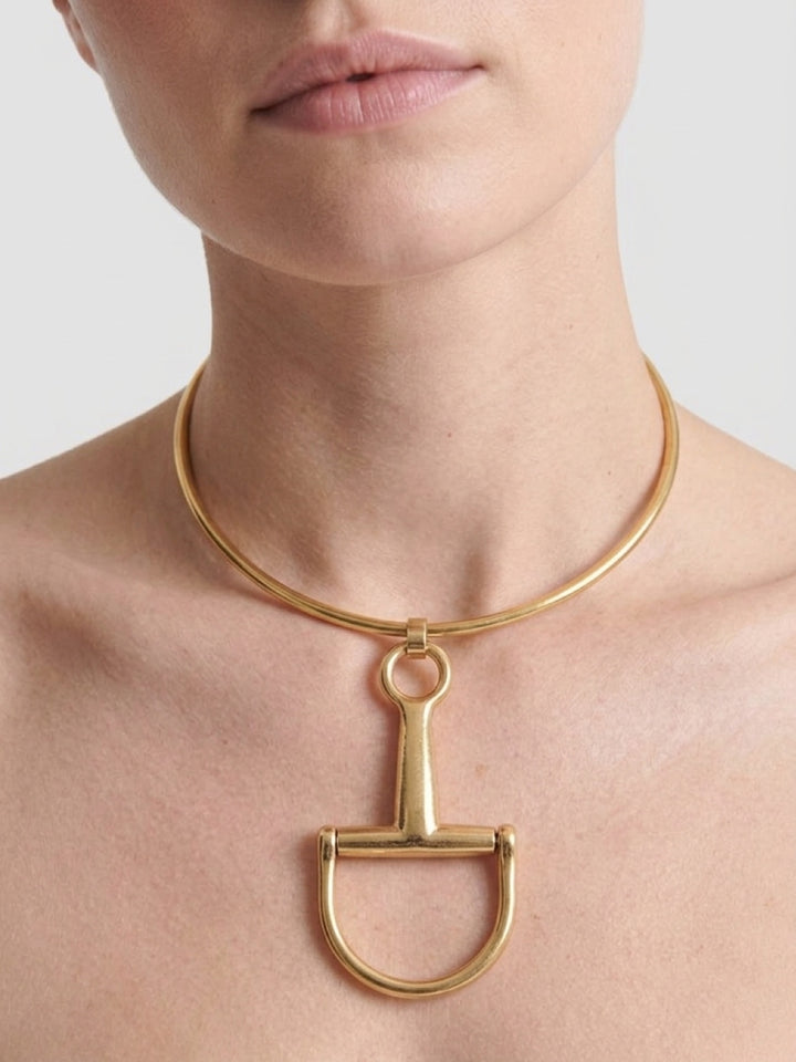 Equestrian Edge Horse Bit Necklace – Gold Statement Choker
