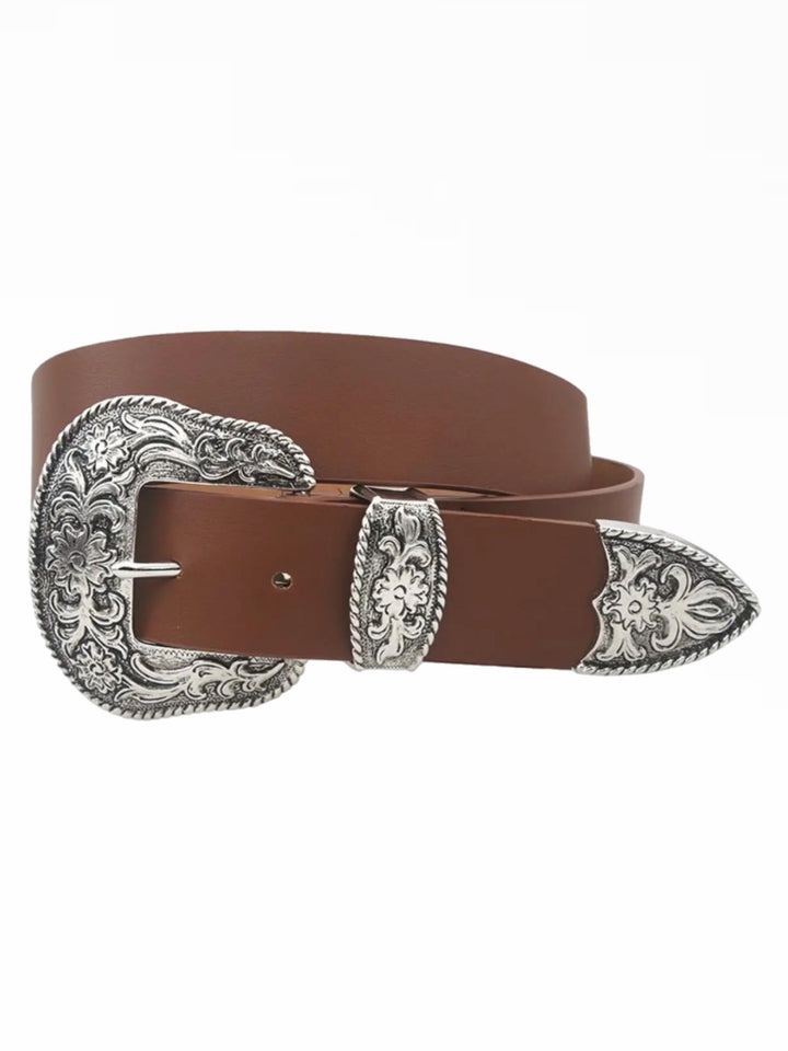 Faux Leather Classic Western Buckle Belt