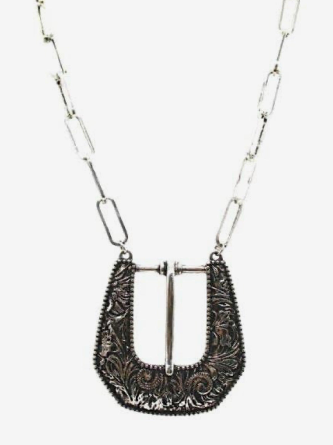 Western Belt Buckle Pendant Necklace