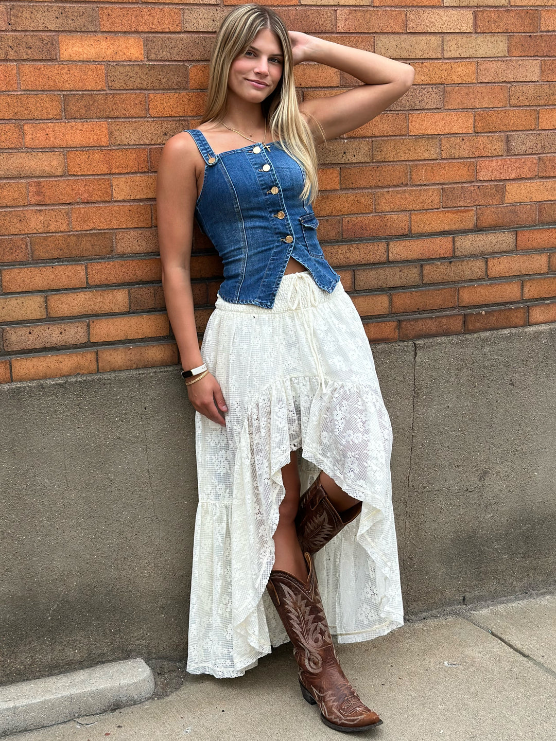 Skirt High Low Lace Top Delaney Lace Floral High Low Ruffle Maxi